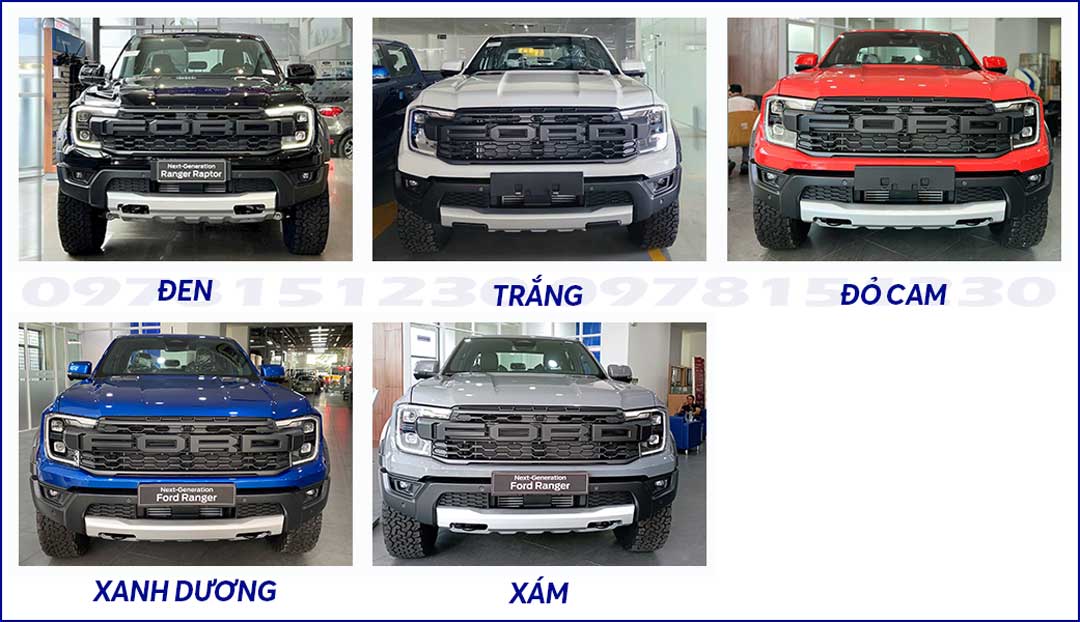 Bảng màu xe Ford Ranger Raptor 2024