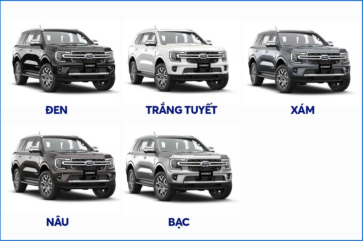 Bảng màu xe Ford Everest Titanium 4x2 2024