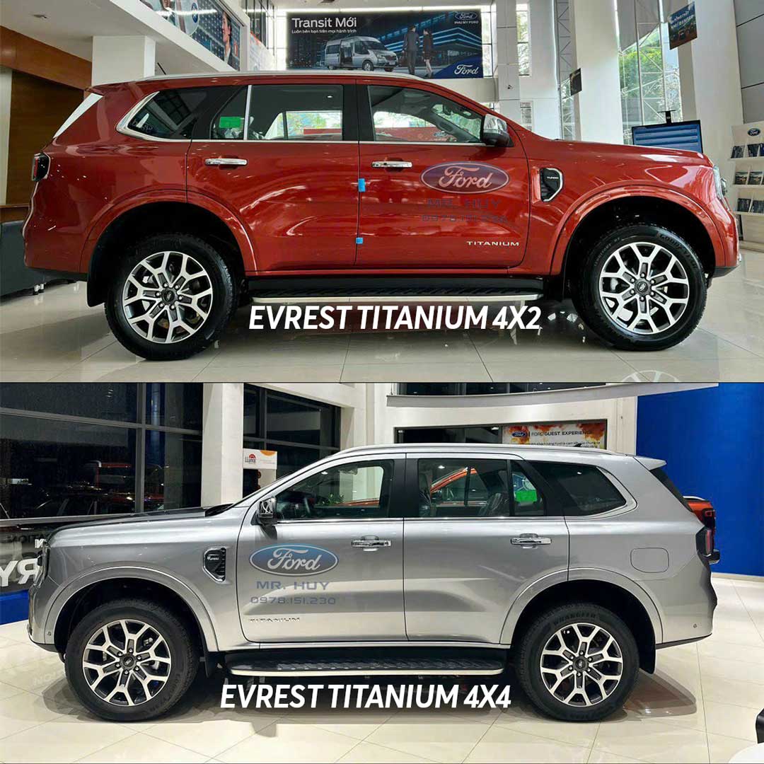 So sánh thiết kế ngoại thất Ford Everest Titanium 4x2 và 4x4 - Thân xe