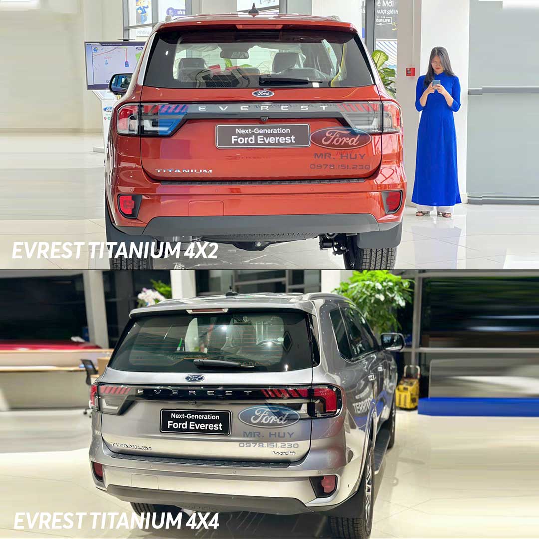 So sánh ngoại thất Ford Everest Titanium 4x2 và 4x4 - Đuôi xe