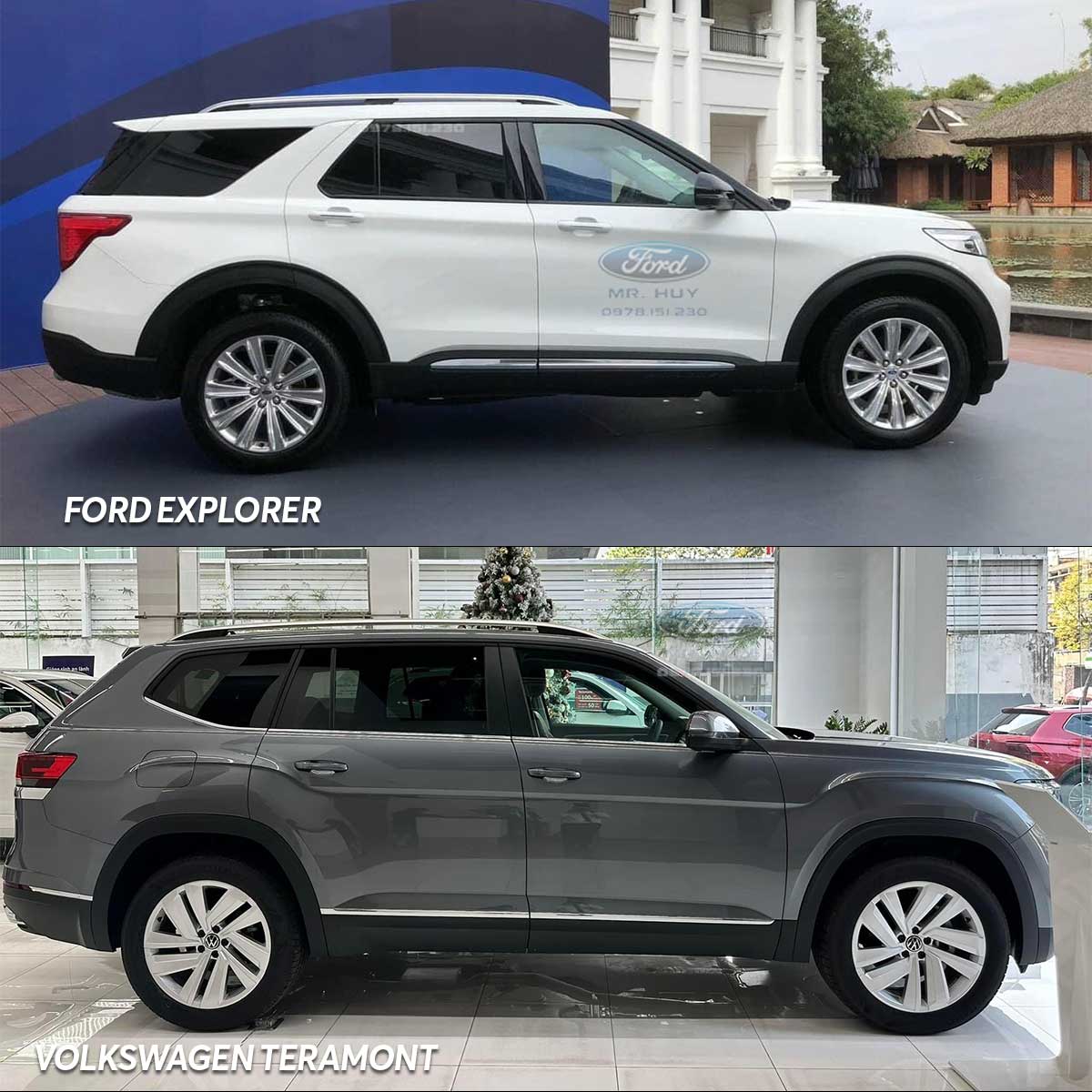 So sánh Ford Explorer và Volkswagen Teramont - Thiết kế ngoại thất: vị trí thân xe