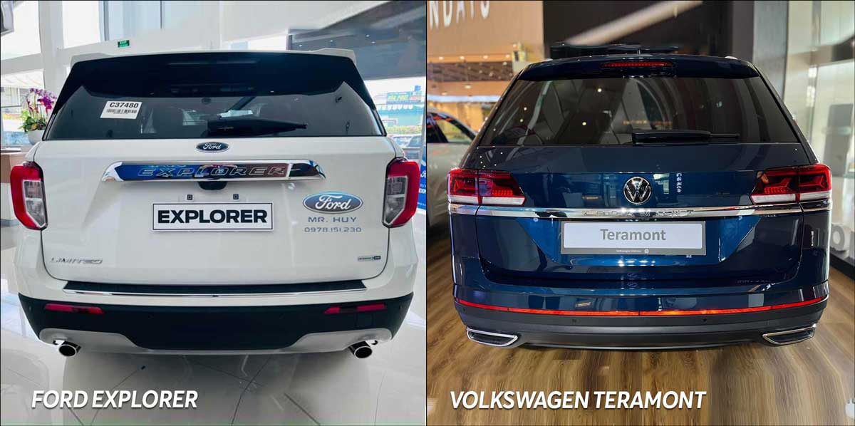 So sánh Ford Explorer và Volkswagen Teramont - Thiết kế ngoại thất: vị trí đuôi xe