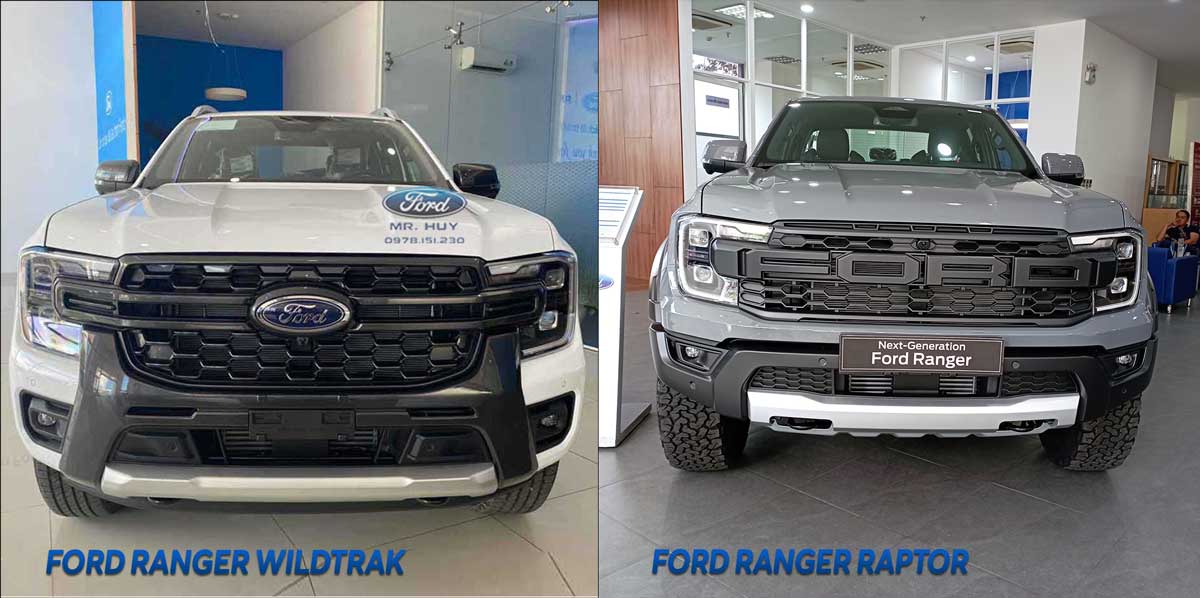 So sánh thiết kế ngoại thất Ford Ranger Wildtrak và Raptor - Đầu Xe