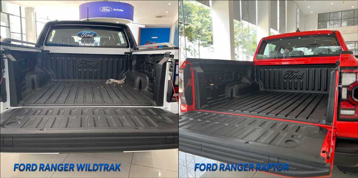 So sánh thiết kế ngoại thất Ford Ranger Wildtrak và Raptor - Thùng xe