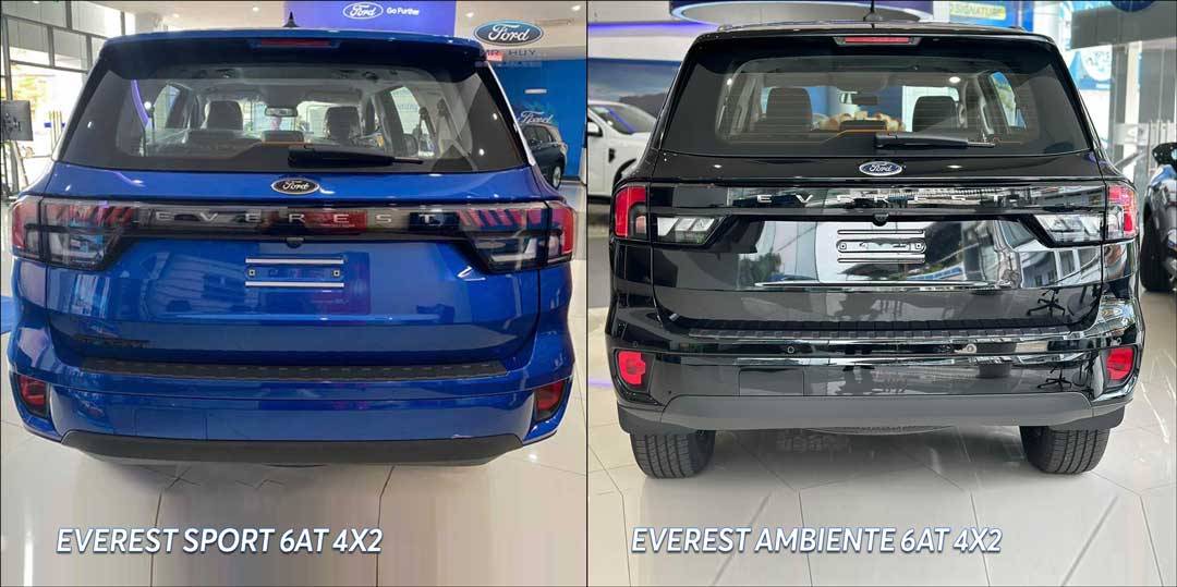 So sánh thiết kế ngoại thất Ford Everest Sport và Ambiente - Đuôi xe