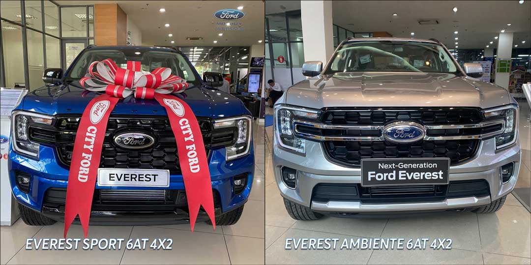 So sánh thiết kế ngoại thất Ford Everest Sport và Ambiente - Đầu xe