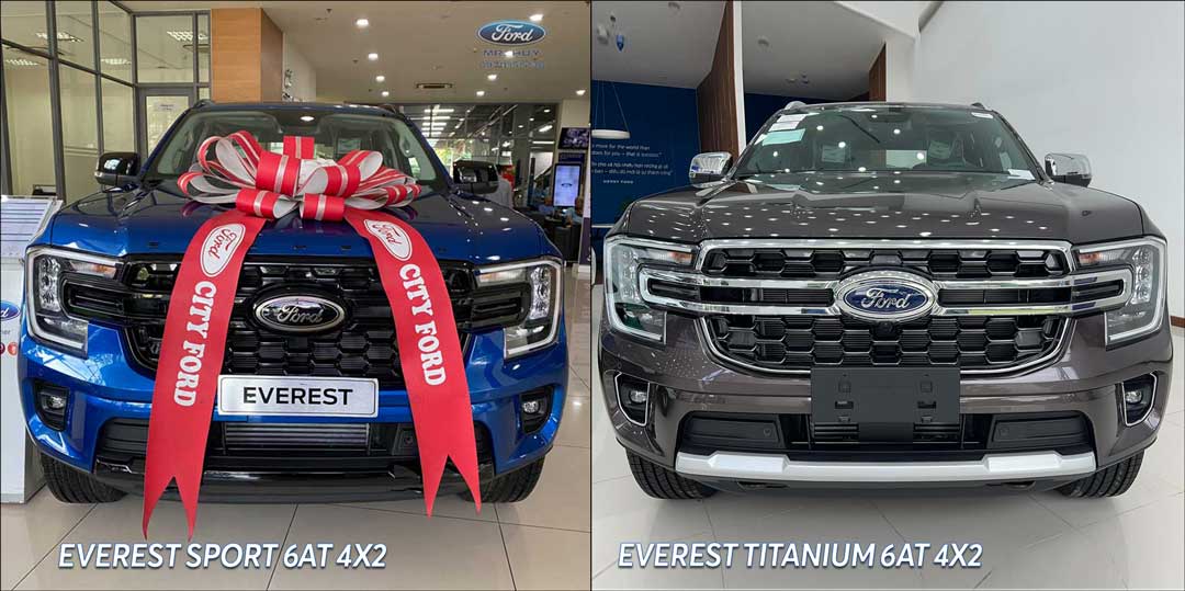 So sánh thiết kế ngoại thất Ford Everest Sport và Titanium 4x2 - Đầu xe