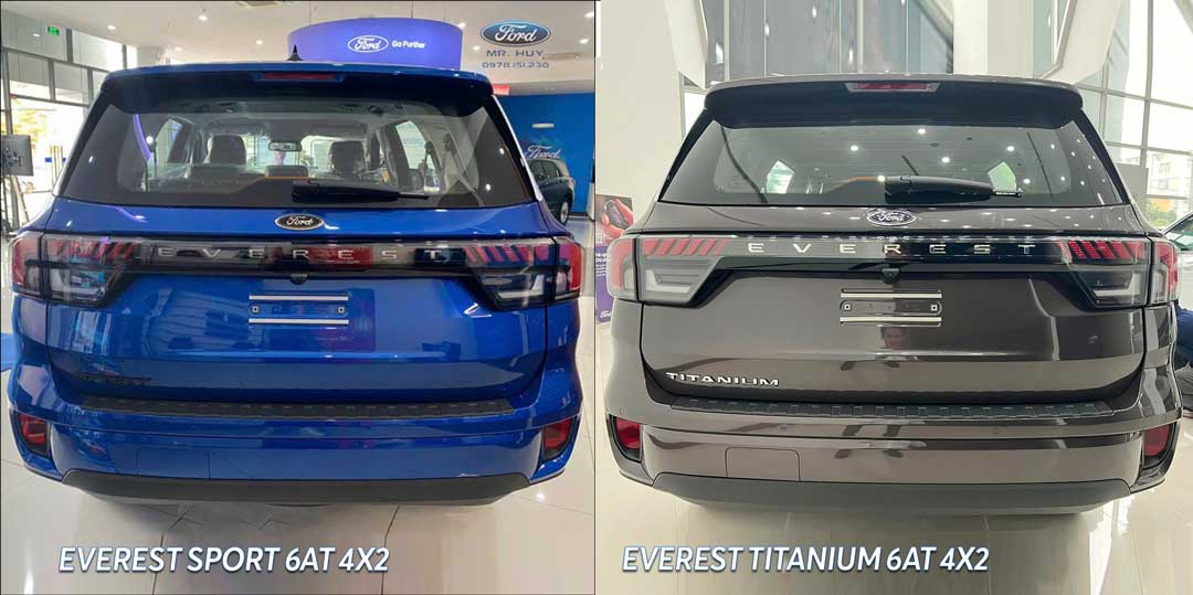 So sánh thiết kế ngoại thất Ford Everest Sport và Titanium 4x2 - Đuôi xe