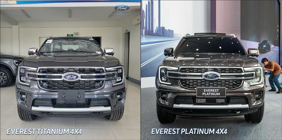 So sánh thiết kế ngoại thất Ford Everest Platinum và Titanium 4x4 - Vị trí đầu xe