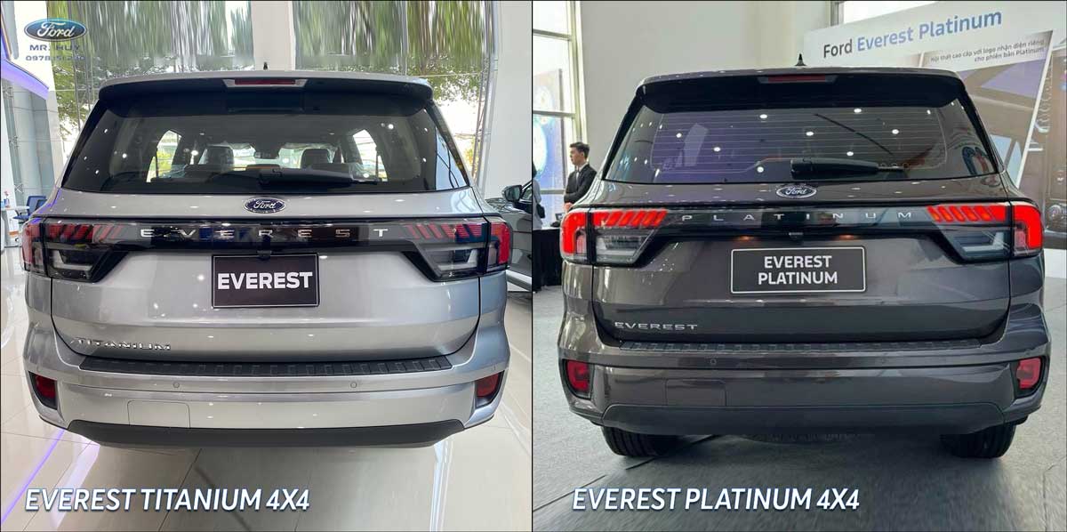 So sánh thiết kế ngoại thất Ford Everest Platinum và Titanium 4x4 - Vị trí đuôi xe