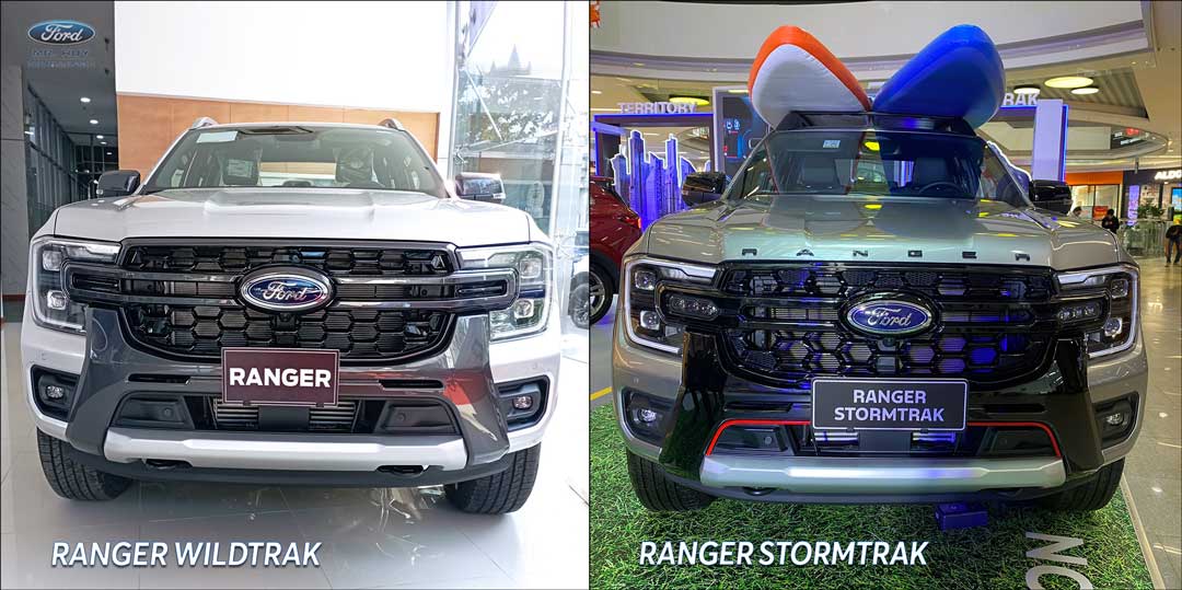 So sánh thiết kế ngoại thất Ford Ranger Wildtrak và Stormtrak - Đầu xe