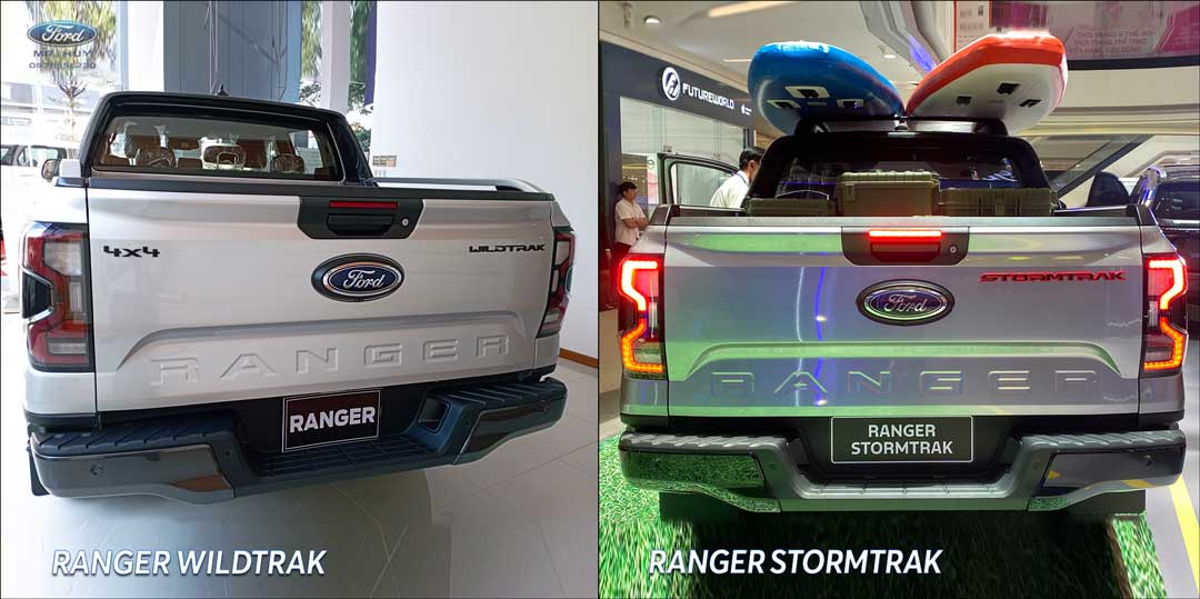 So sánh ngoại thất Ford Ranger Wildtrak và Stormtrak - Đuôi xe