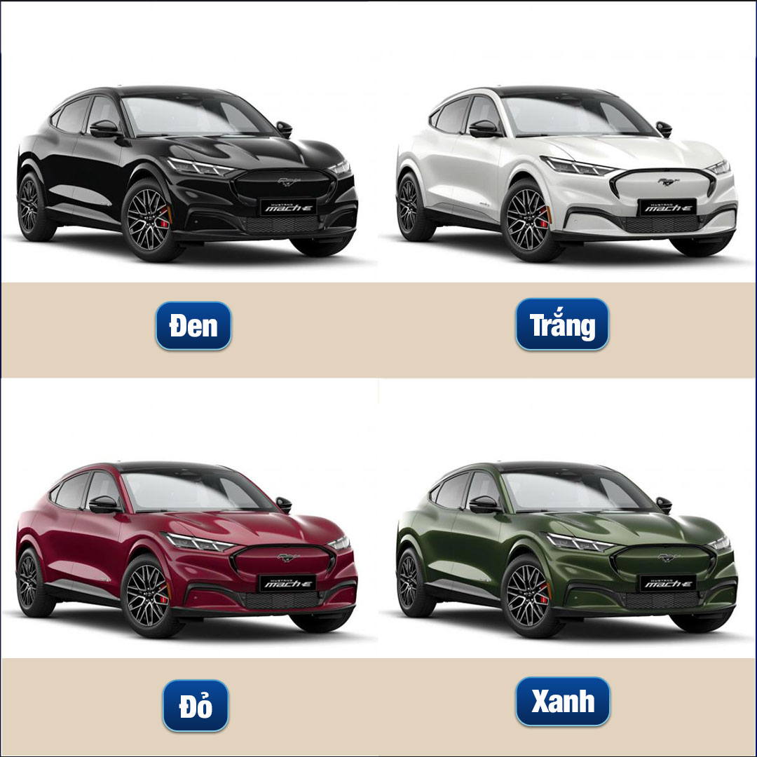 Bảng màu xe Ford Mustang Mach-E phân phối tại Việt Nam.