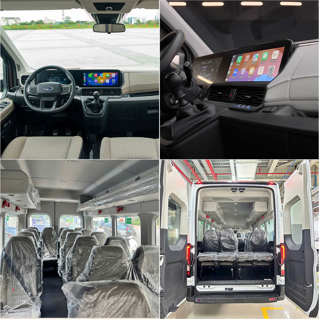 Không gian nội thất Ford Transit 18 chỗ Premium+ 2025