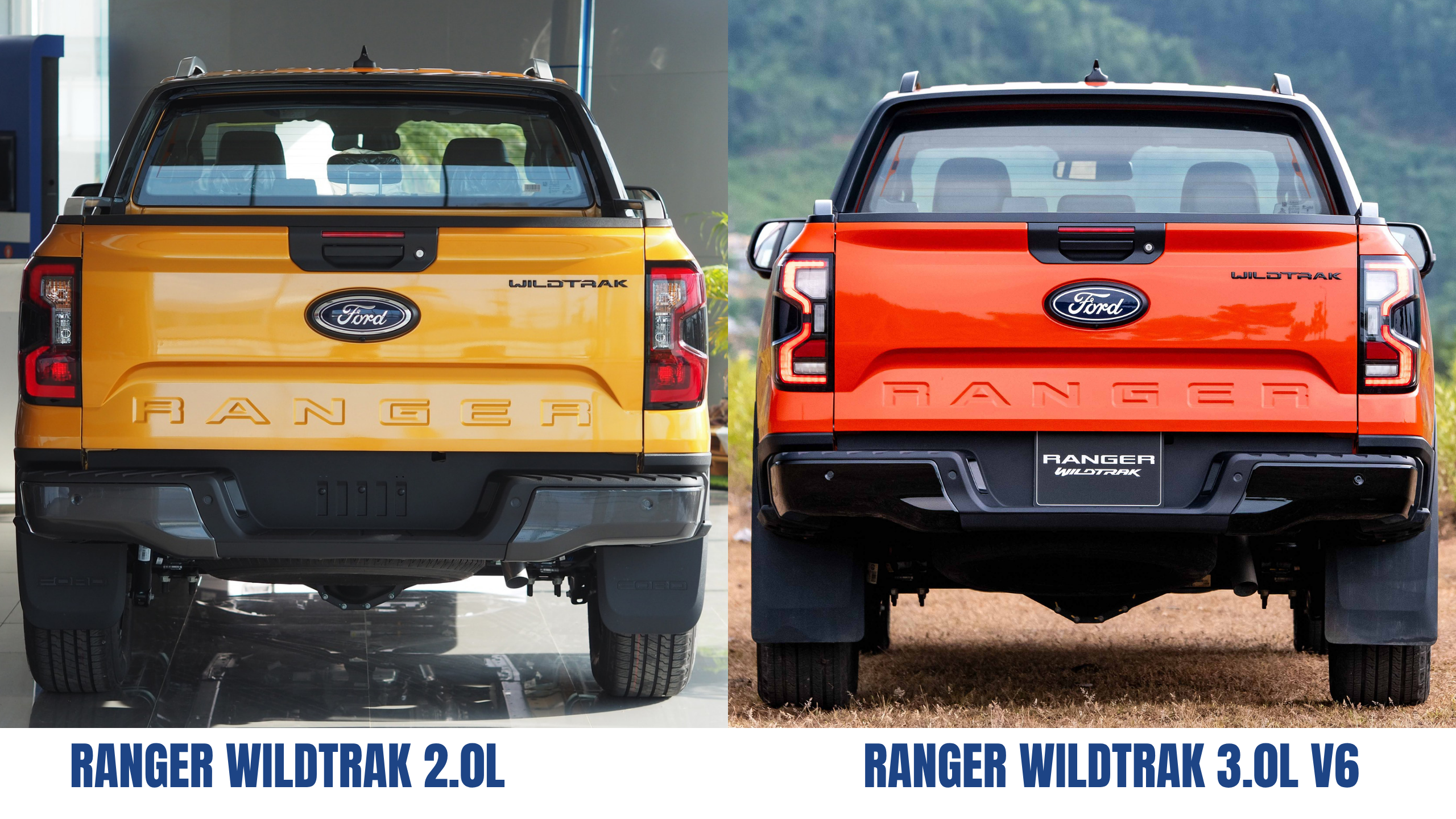 So sánh ngoại thất Ford Ranger Wildtrak 2.0L và Wildtrak 3.0L V6 - Đuôi xe